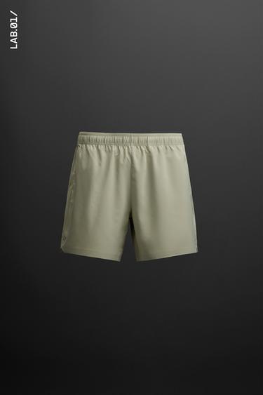 LIGHTWEIGHT PERFORATED SHORTS - Grey green by Zara