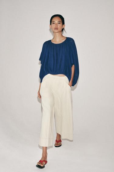 Zara PUFFY KNIT JUMPER - Blue / Indigo
