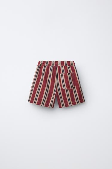 SHORT À RAYURES - Rouge foncé de Zara - Image 1