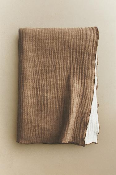 COTTON BLEND THROW - Dark beige by Zara