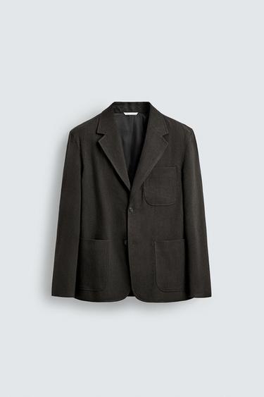 БЛЕЙЗЕР ИЗ ХЛОПКА И ШЕРСТИ — КОРИЧНЕВЫЙ от Zara