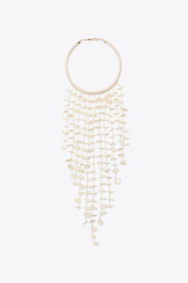 CORD AND SEASHELL NECKLACE - Ecru by Zara