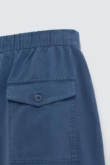 BERMUDA COUPE DÉCONTRACTÉE LYOCELL - COTON - Bleu de Zara - Image 9