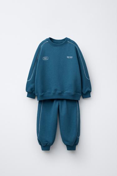 Zara SPORTY SWEATSHIRT AND JOGGER PANTS SET - Blue