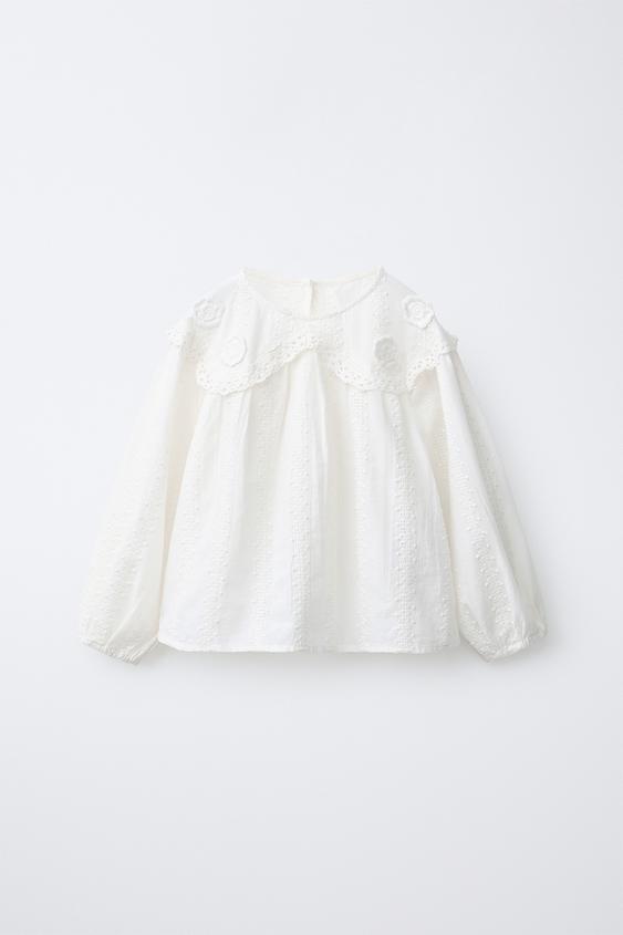 ROMANTIC EMBROIDERED SHIRT - Ecru by Zara - Image 0