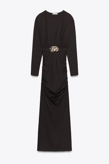 POLYAMIDE DRESS WITH HARDWARE BELT - Brown by Zara - Image 6
