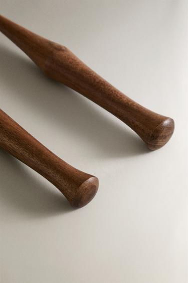 SET OF STEEL AND WOOD SALAD SERVERS (SET OF 2) - Brown by Zara - Image 3