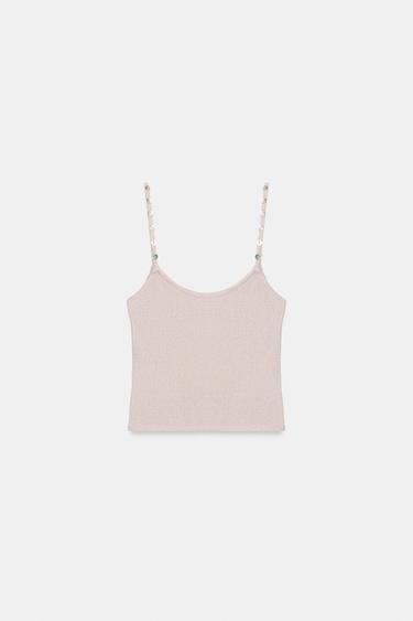 BUTTONED BIAS CUT KNIT TOP - Sand by Zara - Image 5