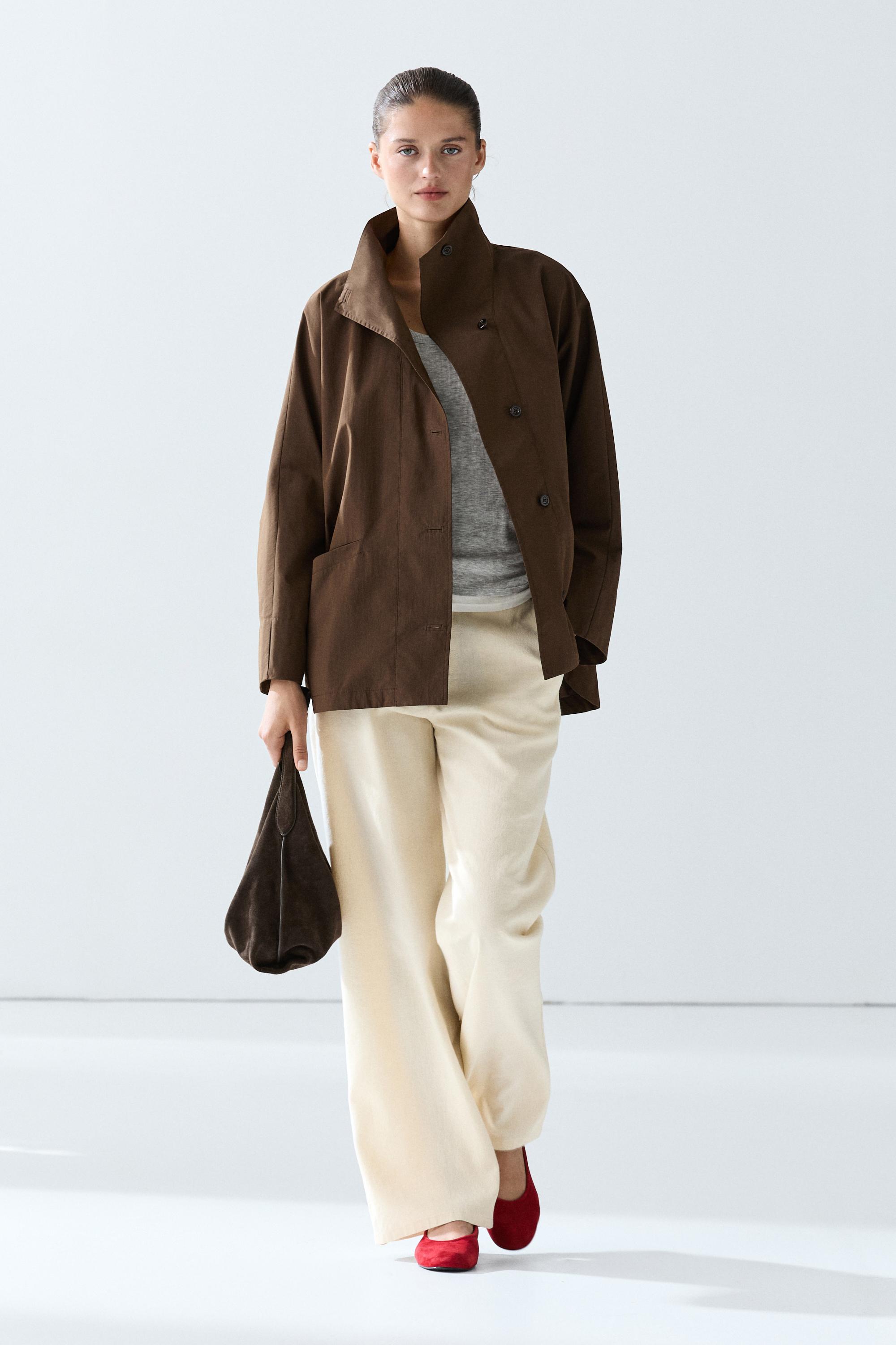 Cape jacket with collar detail - Mink marl | ZARA United States