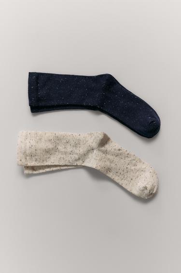 2-PACK OF LONG BUTTONED SOCKS - Light beige by Zara