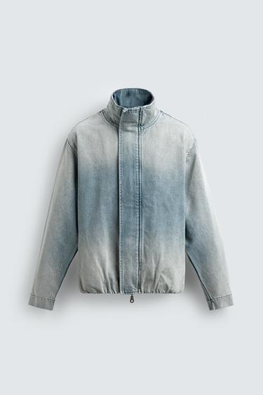 Zara WASHED DENIM JACKET - Light blue