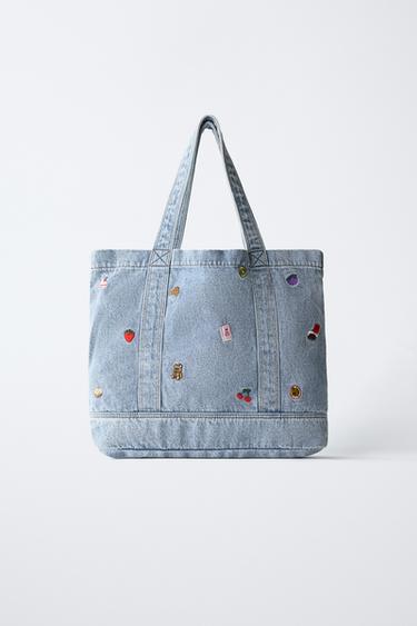 SHOPPER DENIM ME QËNDISJE - Blu nga Zara - Imazh 0