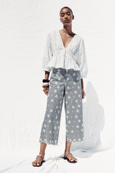 CAMISA BORDADOS PERFORADOS - Blanco de Zara - Imagen 0