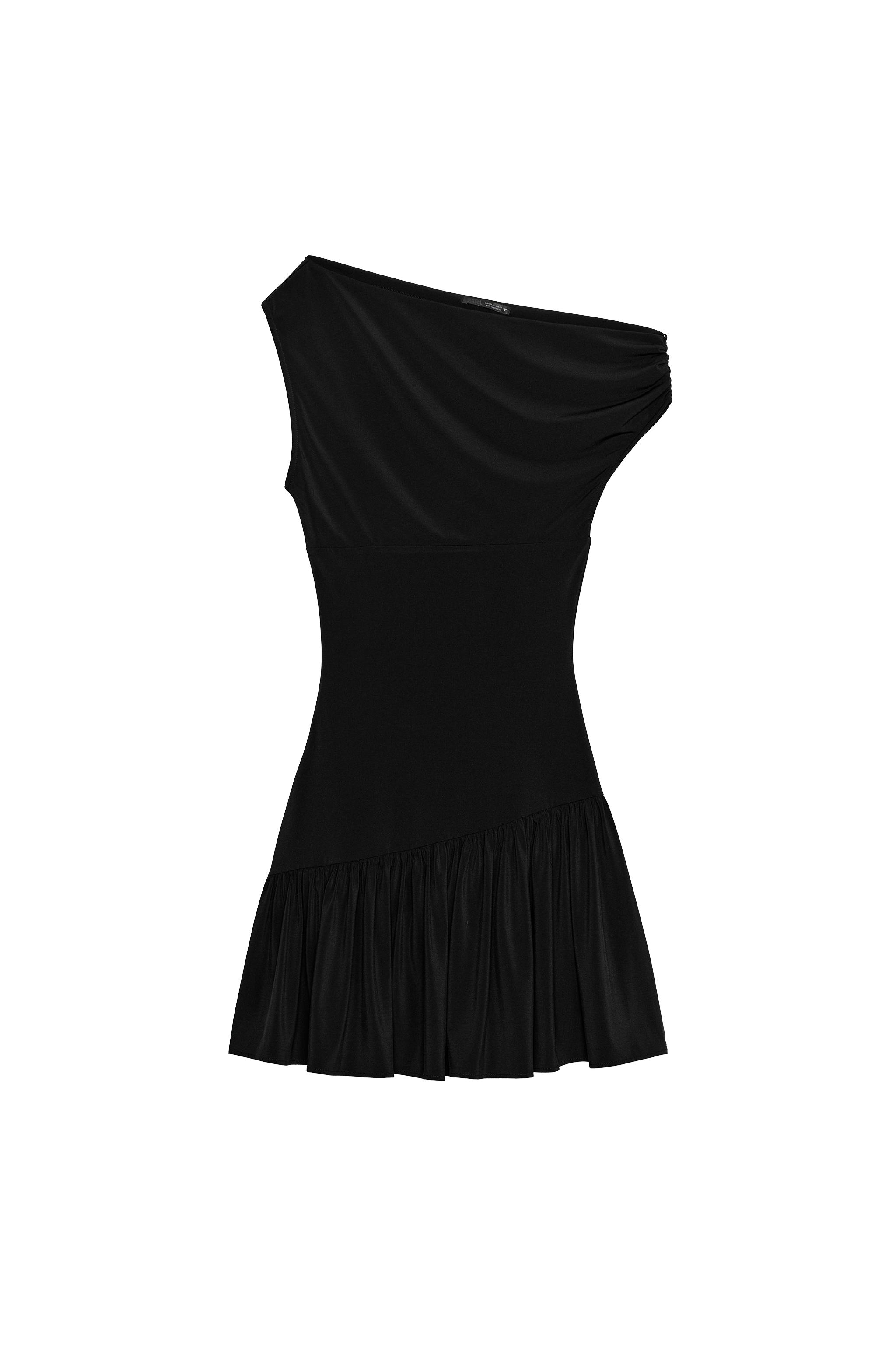 ASYMMETRIC SHORT DRESS - Black | ZARA United States ASYMMETRIC SHORT DRESS - Black | ZARA United States