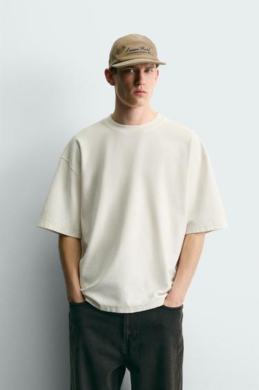 Zara 基本款紋理 T 恤 - 磨白色