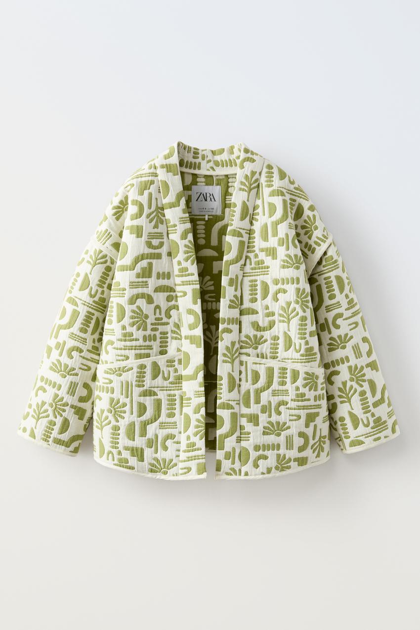 ジャカード キモノ - グリーン/エクリュ | ZARA Japan / 日本