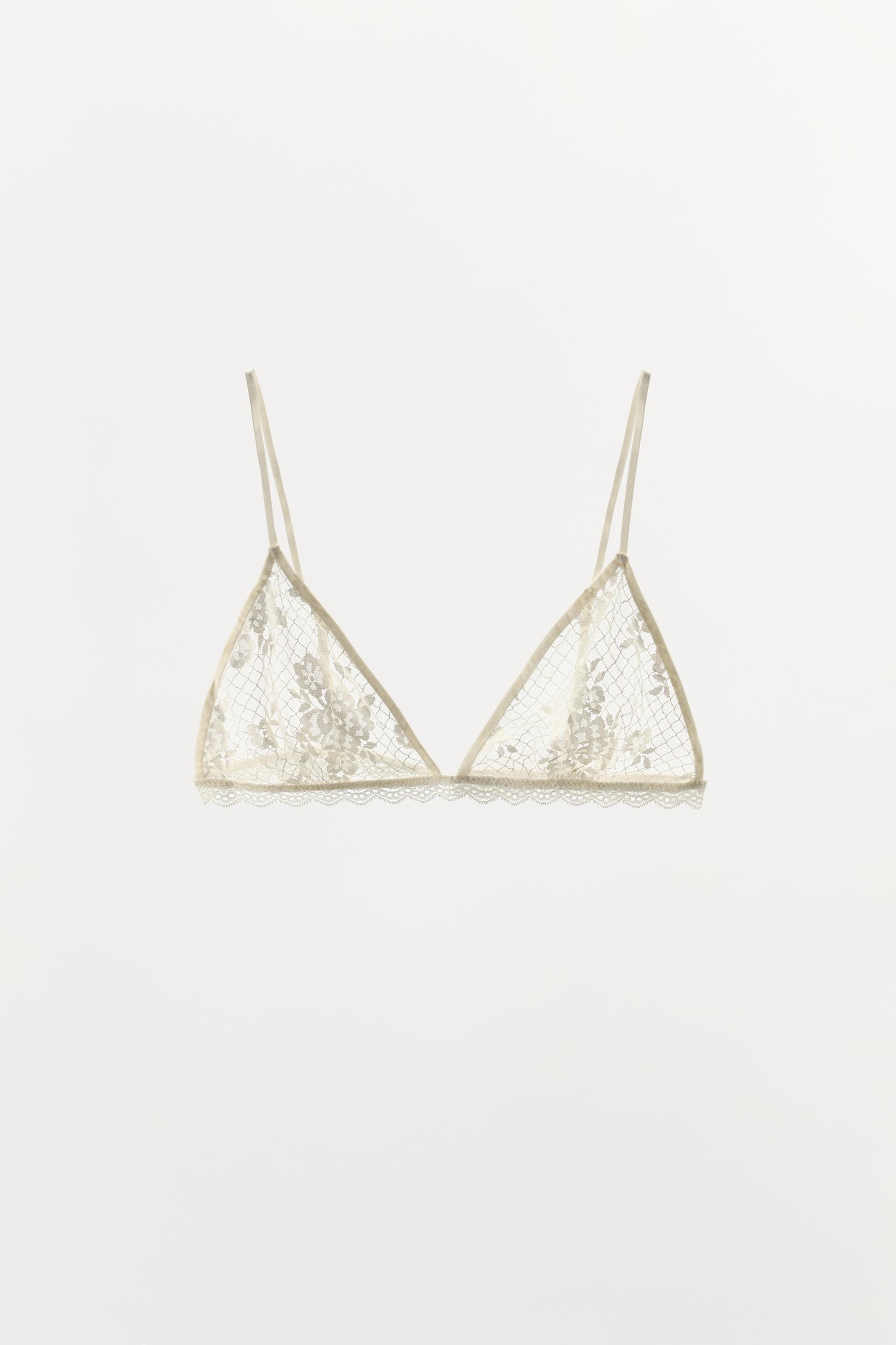 LACE TRIANGLE BRA — Ecru
