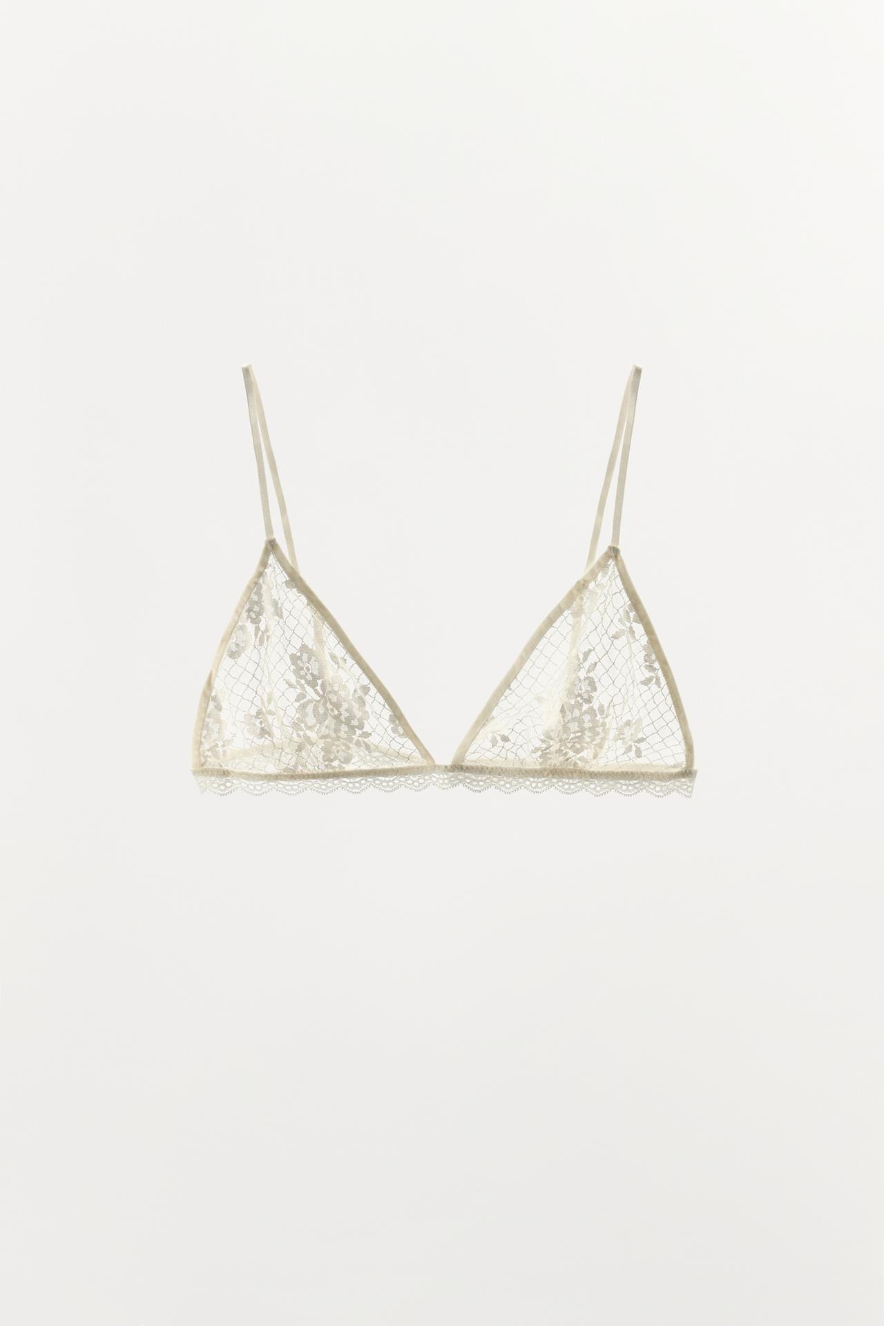 LACE TRIANGLE BRA — Ecru