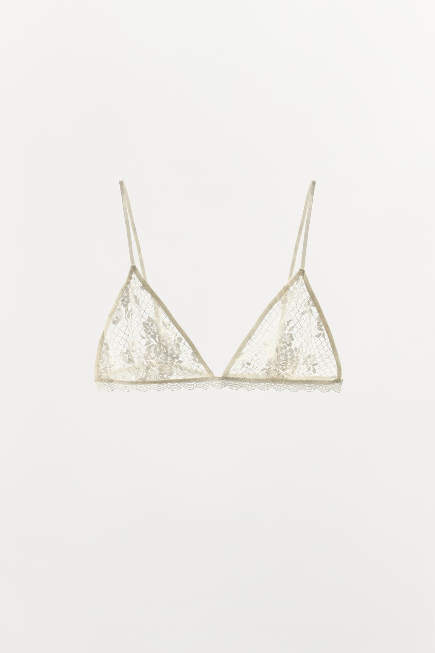 Бра, треугольные чашки, кружево — Zara, цвет: Экрю — фото 4