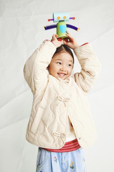 보우 디테일 패딩 재킷 - Zara 크림