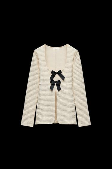 STRUKTUROBERTEIL MIT SCHLEIFEN - Cremefarben / Beige von Zara - Bild 0