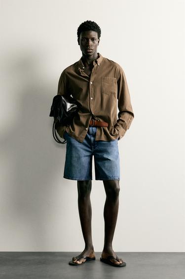 COTTON VOILE SHIRT - Brown by Zara