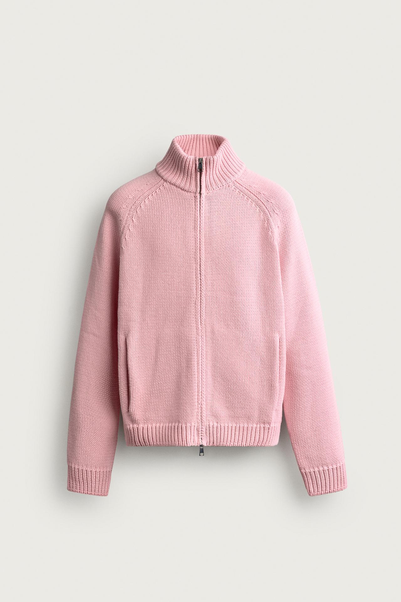 ZIP CARDIGAN — Pink