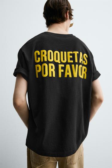 T-SHIRT INSCRIPTION CROQUETTES - Noir de Zara - Image 5