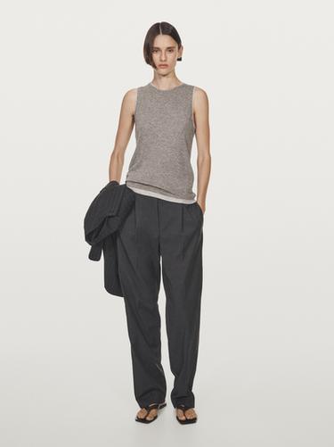 Zara Sleeveless T-shirt with double trim - Gray marl