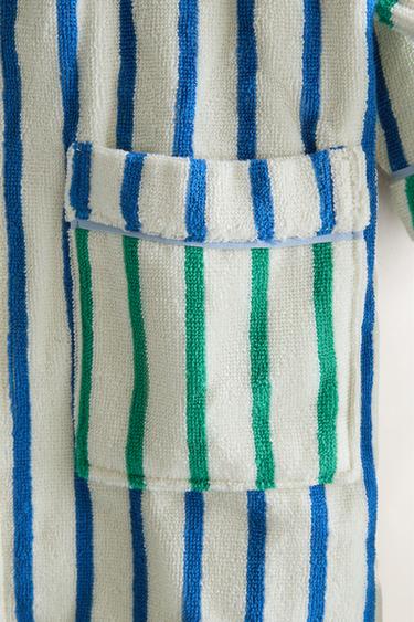 PEIGNOIR ENFANT RAYURES RÉVERSIBLE - Bleu de Zara - Image 3