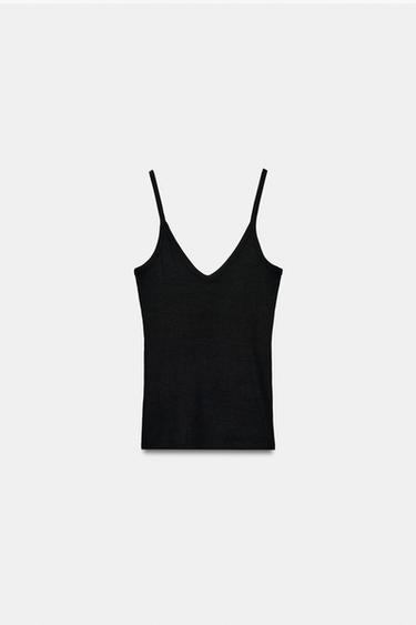 RIBBED STRAPPY TOP - Black by Zara - Image 4