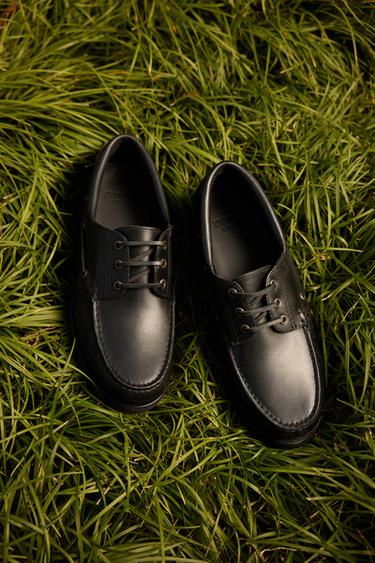 Zara 真皮船型鞋 - 黑色