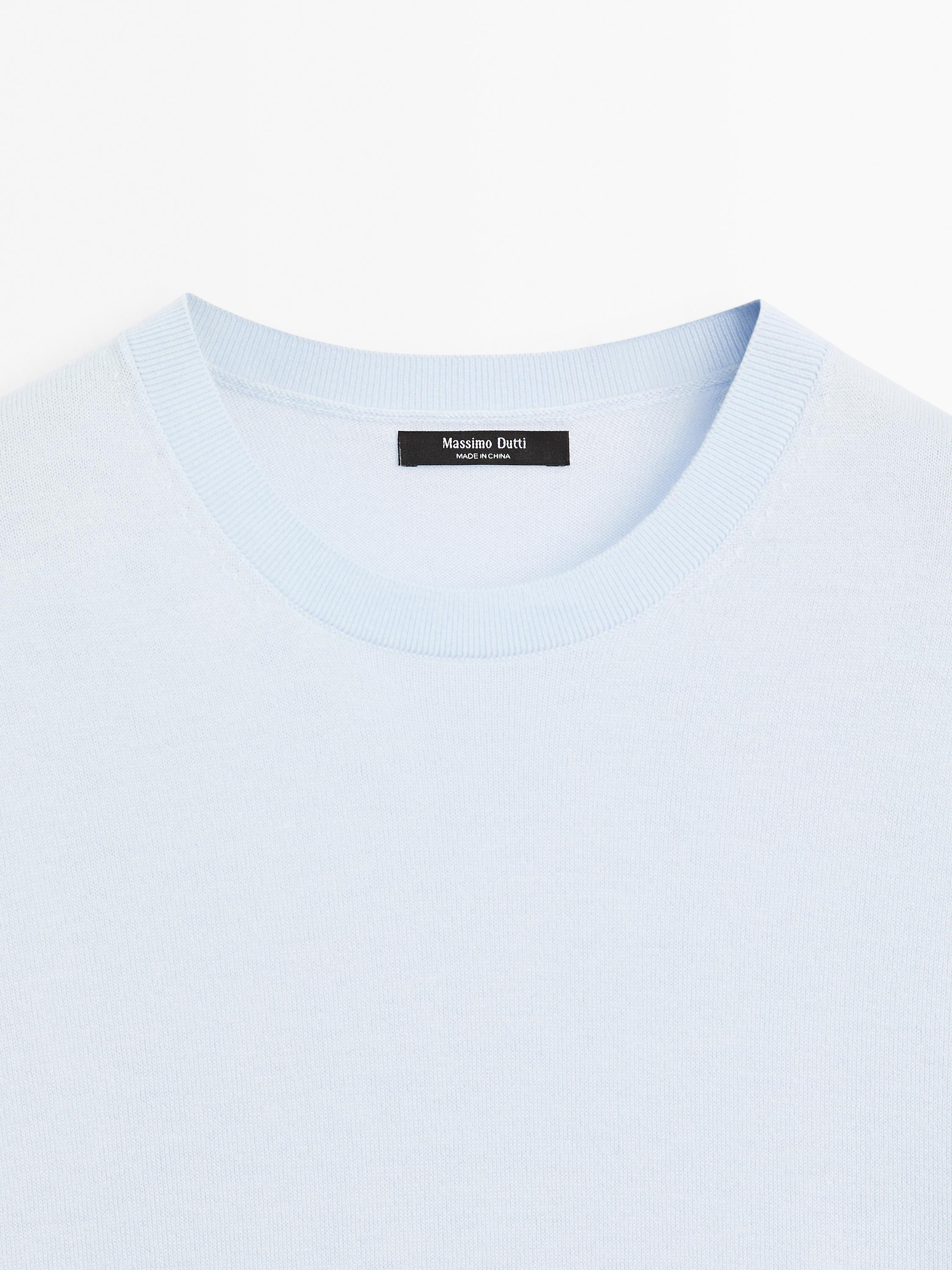 Pull laine en maille à manches courtes