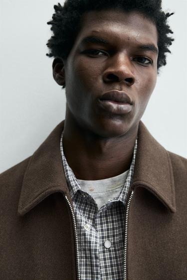 BLOUSON EN DRAP DE LAINE AVEC ZIP - Marron de Zara - Image 4