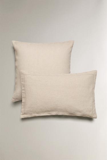 Zara QUILTED LINEN DOTTED PILLOW SHAM FOR QUILT - Light beige