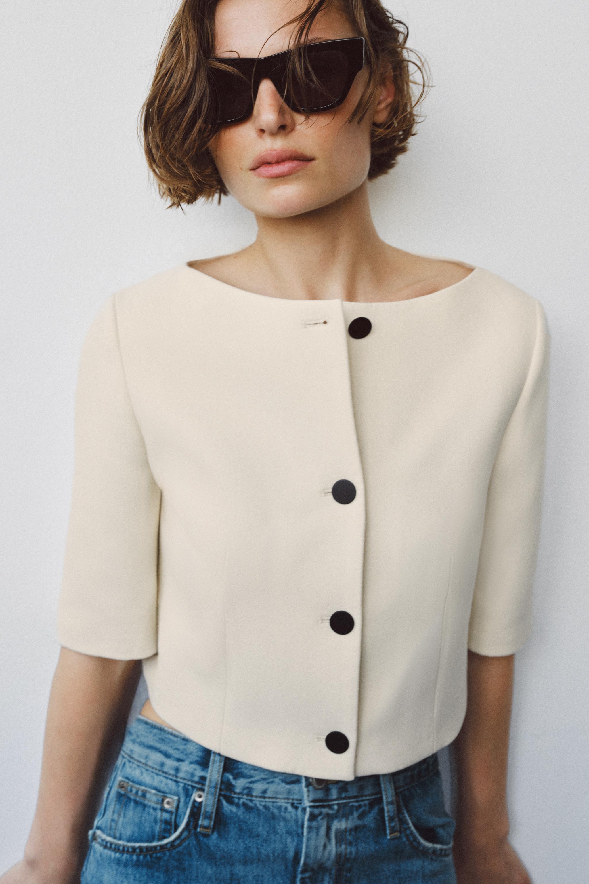 ZW COLLECTION クロップドジャケット - ベージュ | ZARA Japan / 日本