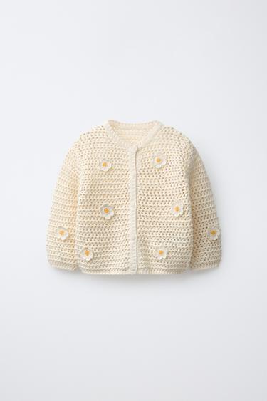 КАРДИГАН ИЗ КРУЖЕВА КРОШЕ С РОМАШКАМИ — ЭКРЮ от Zara