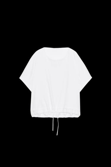 COTTON T-SHIRT WITH TIES - White by Zara - Image 0