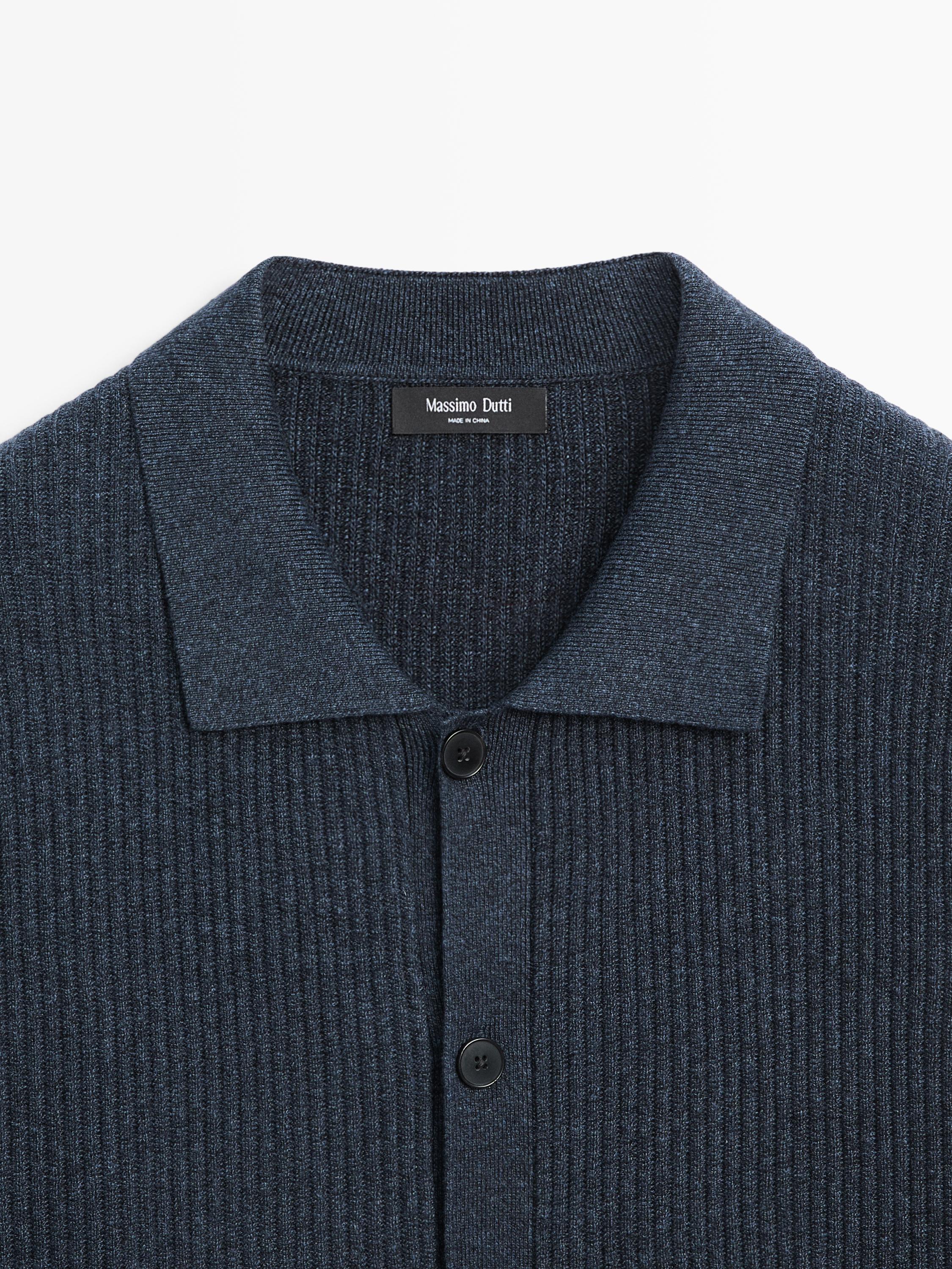 Ribbed button-up knit cardigan