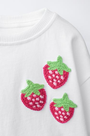 T-SHIRT FRUITS EN MAILLE CROCHET - Blanc cassé de Zara - Image 2