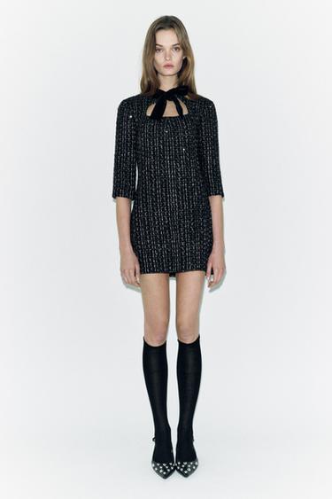 VELVET BOW DRESS ZW COLLECTION - Black by Zara