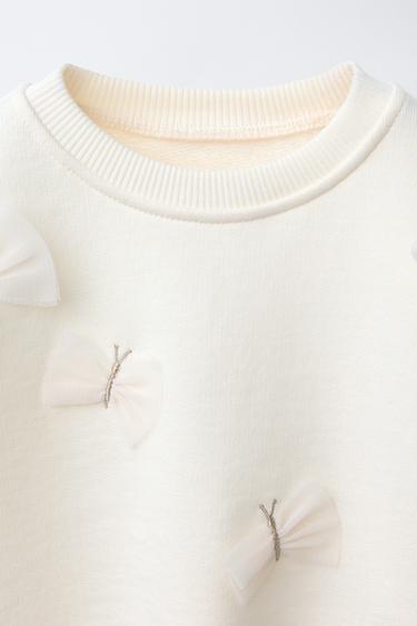 SWEAT À PAPILLONS EN TULLE - Écru de Zara - Image 2