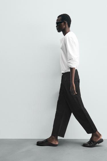 TAPERED WIDE-LEG JEANS - Black by Zara - Image 5