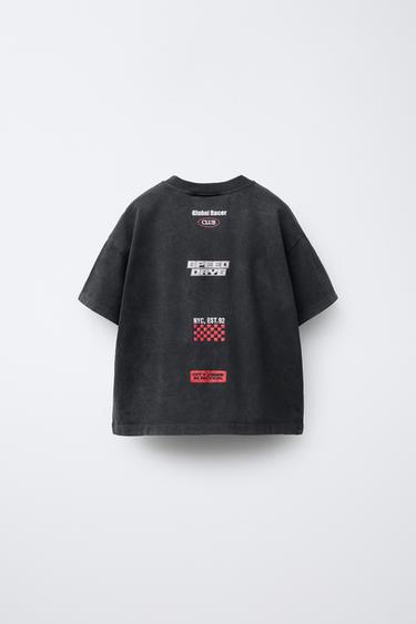 T-SHIRT EFFET DÉLAVÉ VOITURE - Noir délavé de Zara - Image 1
