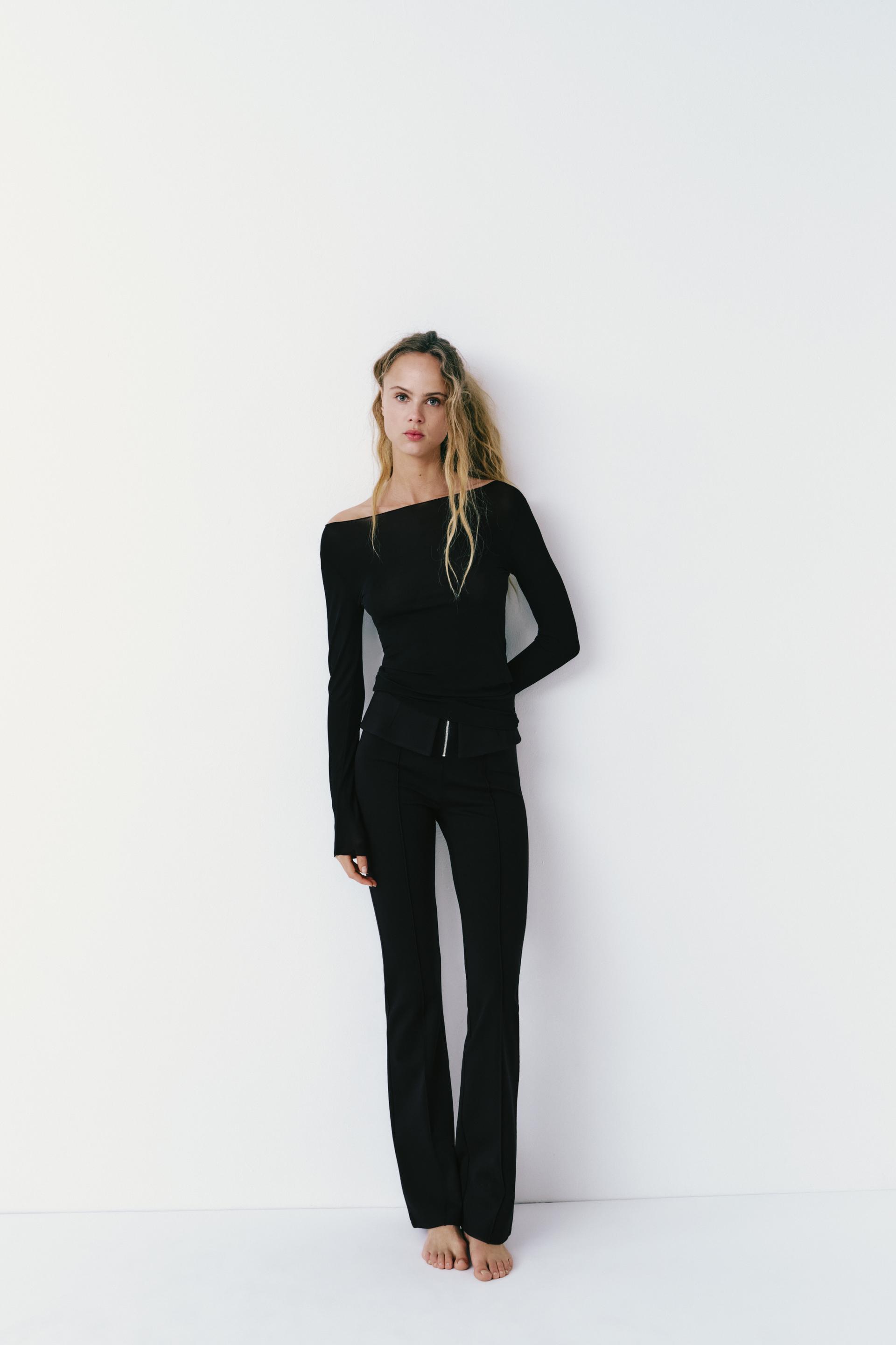 Zara-TEXTURED PAREO PANTS-Size: 7-Color: Black-NEW!!