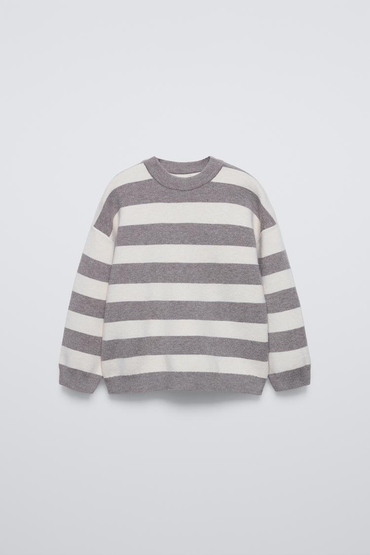 STRIPED KNIT SWEATER Brown Taupe ZARA Australia