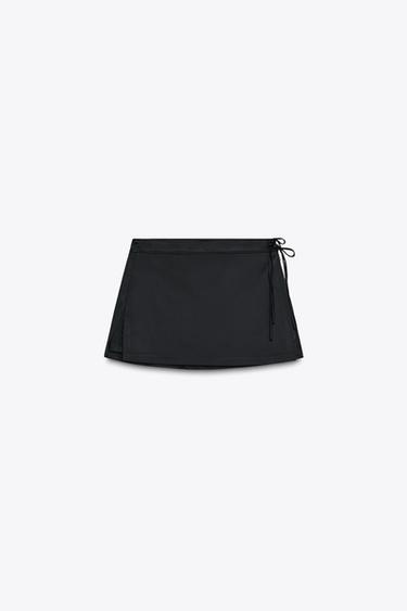 FALDA PANTALÓN LAZOS - Negro de Zara
