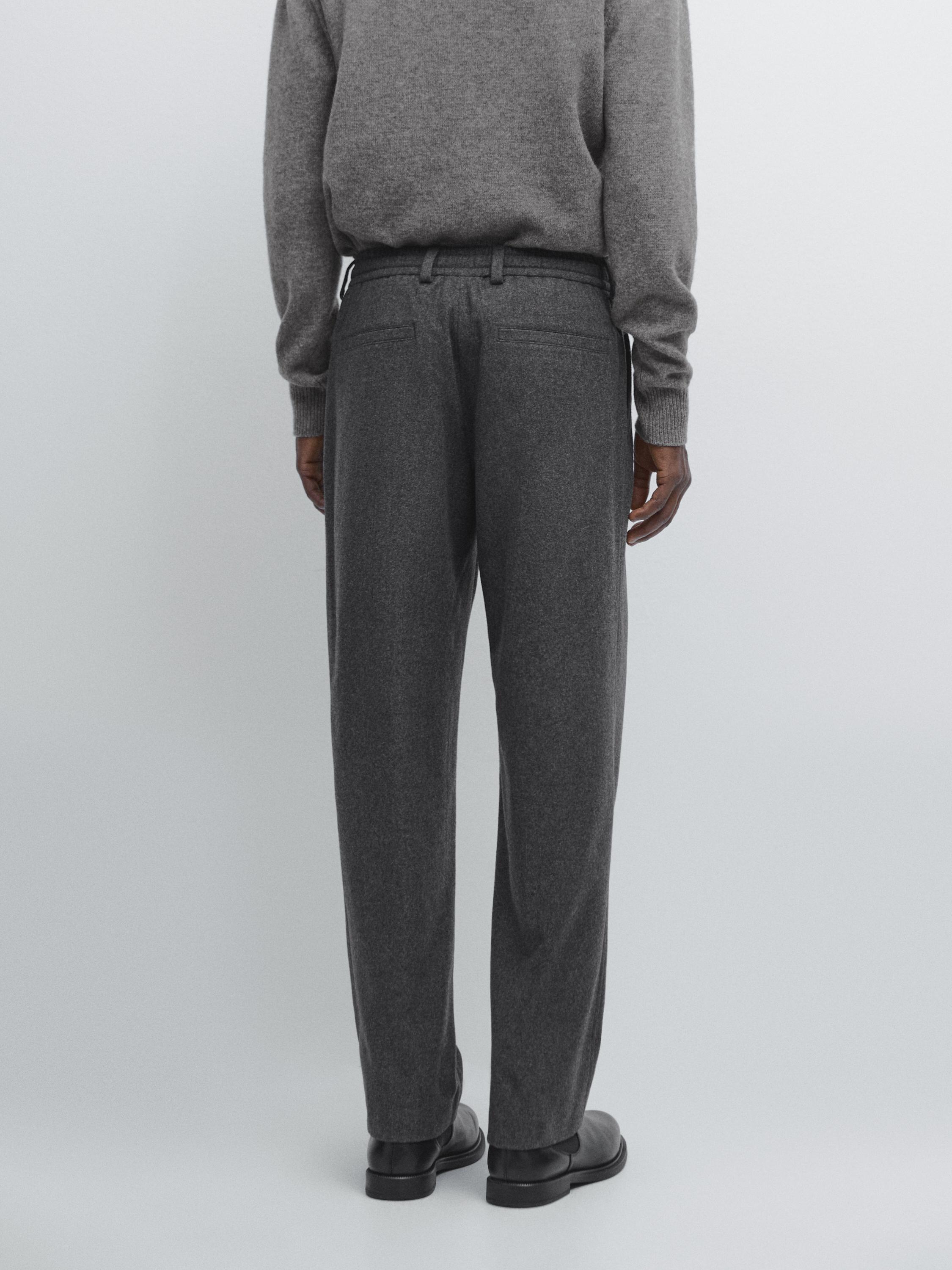 Wool blend flannel trousers