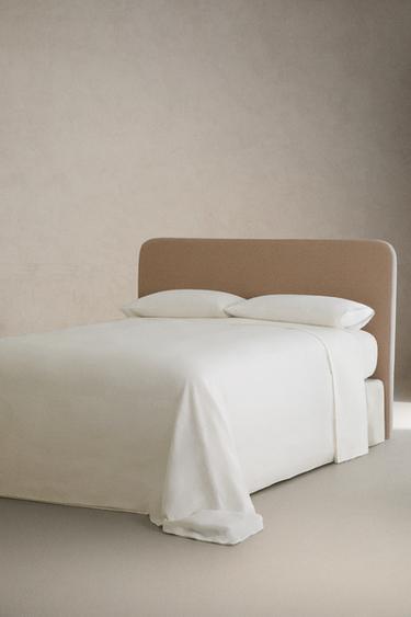 HEMSTITCHED LINEN FLAT SHEET - White by Zara - Image 1