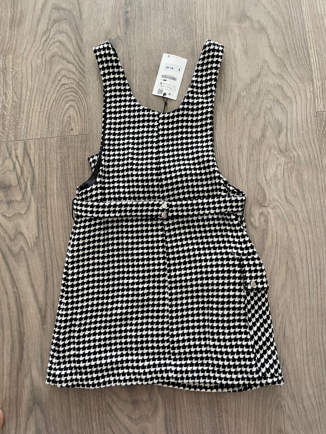 TEXTURED HOUNDSTOOTH PINAFORE DRESS WITH BELT BAG - Image 2